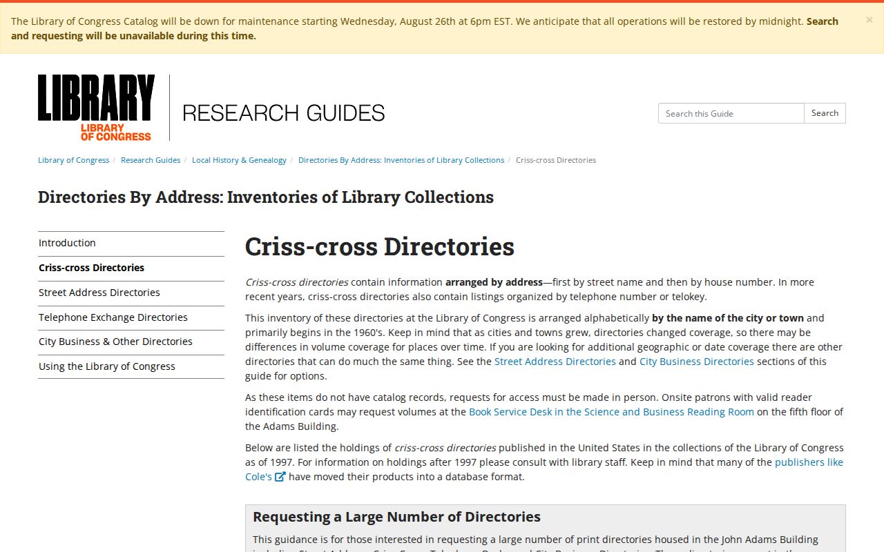 Library of Congress criss-cross directory guidance for Danville address research