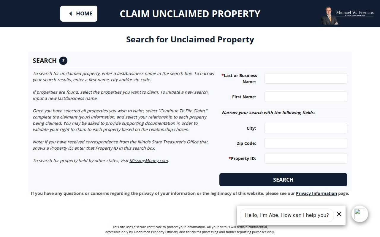 Illinois I-Cash unclaimed property name search