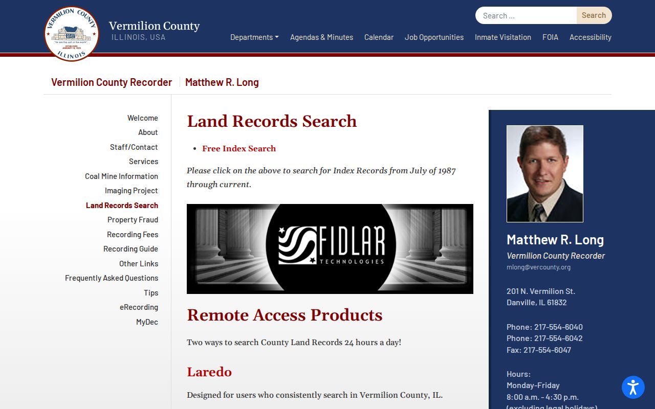 Vermilion County Recorder land records search options