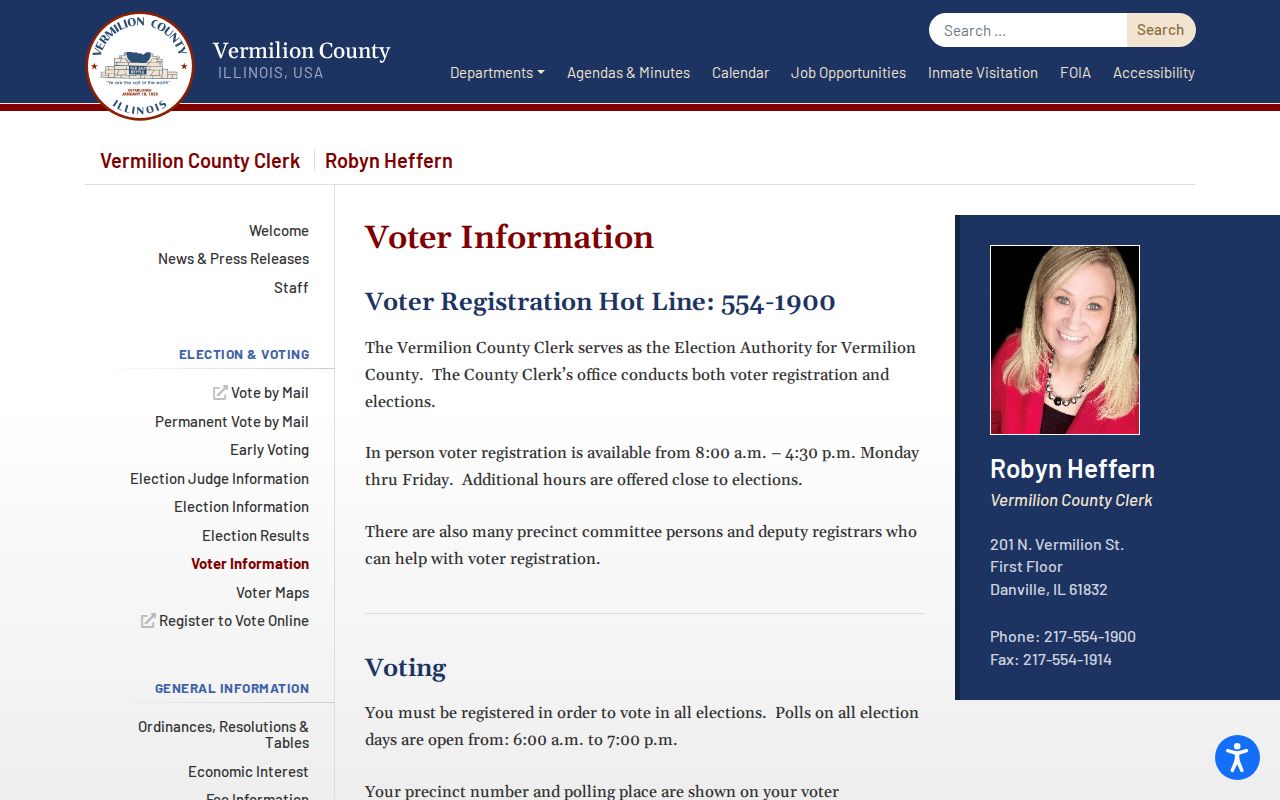 Danville resident lookup on Vermilion County voter information page