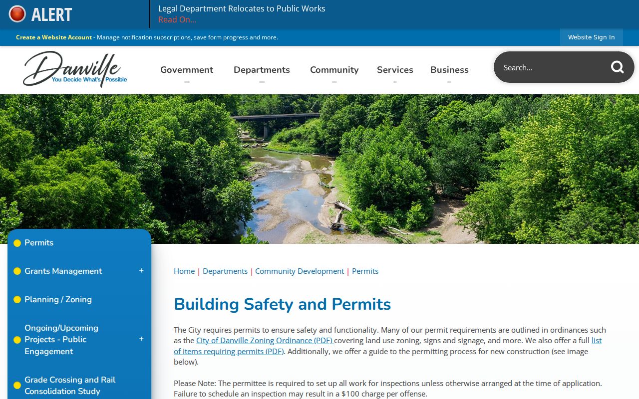 City of Danville building permit guidance for address record research